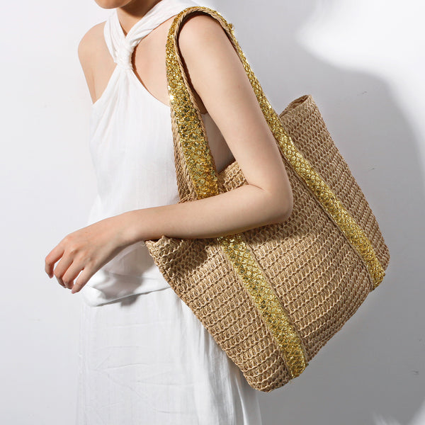 FRENCH MINIMALIST COMMUTER STRAW TOTE BAG