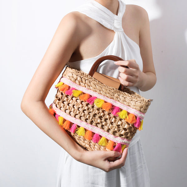 FOREST-STYLE SIMPLE INS HOLLOWED WEAVE BAG