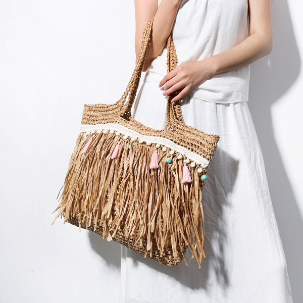 SWAYING TASSEL STRAW WEAVE BAG