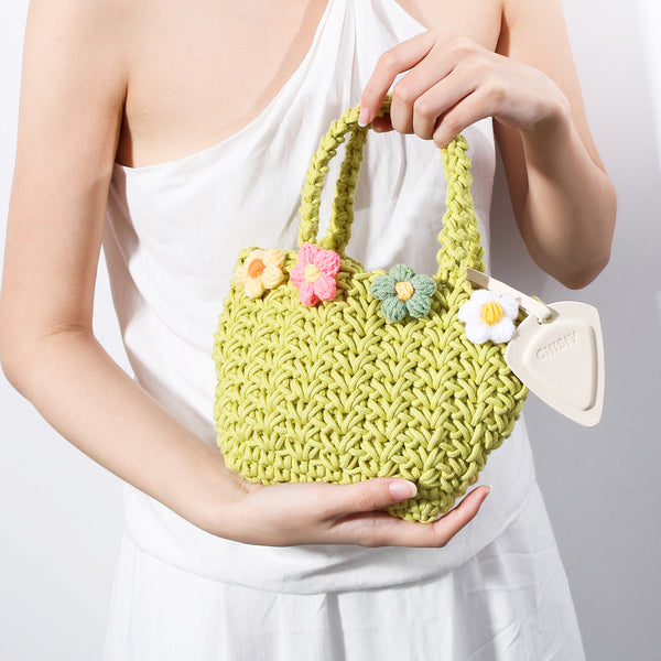 YOKOHAMA MINI WOVEN HANDBAG IN COLORFUL FLOWERS