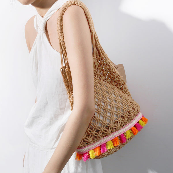 COTTON ROPE NET BEACH TOTE