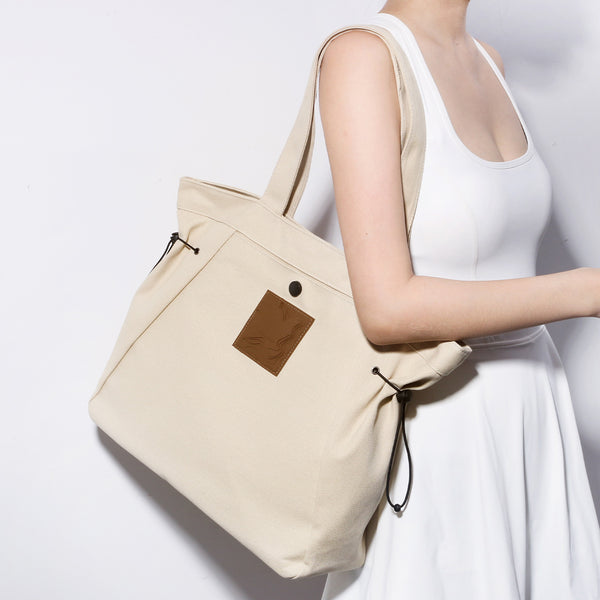 MINIMALIST BUTTON LARGE CAPACITY CANVAS BAG